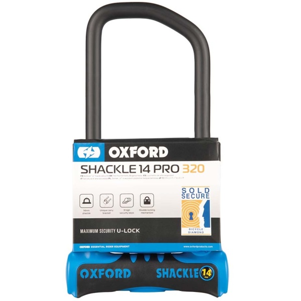 Antifurt Bicicleta Oxford Shackle14 Pro U-Lock 320mm x 177mm Otel Negru / Albastru LK322